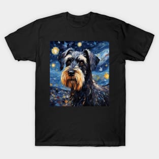 Standard Schnauzers Embracing The Starry Night T-Shirt